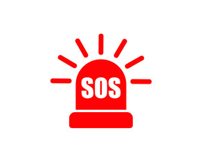 SOS icon symbol button. Emergency help logo sign pictogram. Vector illustration image. Isolated on white background.