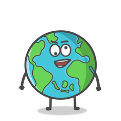 Cute Globe, Earth Character Flat Cartoon Emoticon Vector Template Design Illustration