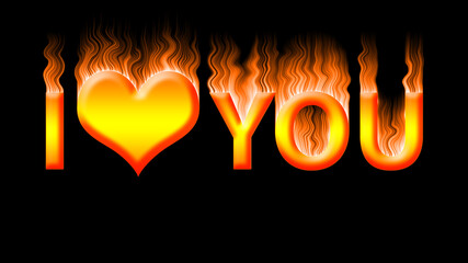I love you texture with heart fire effect