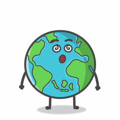 Cute Globe, Earth Character Flat Cartoon Emoticon Vector Template Design Illustration