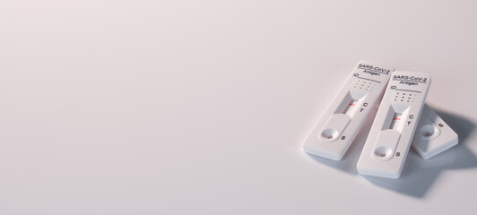 Banner / Quer / Deko / web: Antigen Schnelltest COVID-19 (2019-nCoV - coronavirus / SARS-CoV-2...