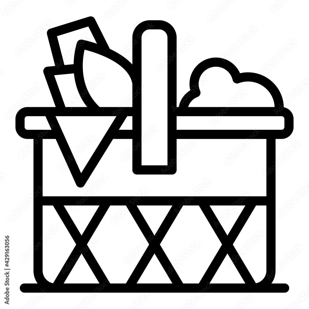 Poster wicker basket icon. outline wicker basket vector icon for web design isolated on white background