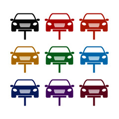 Fototapeta premium Car Lift flat icon isolated on white background color set