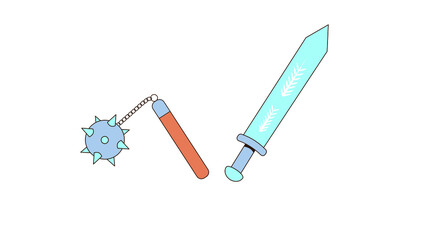 The sword and the morgenstern. Isolated vector image in eps format.