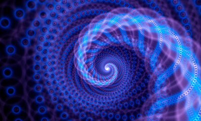 Vector fractal swirl, glowing light particles