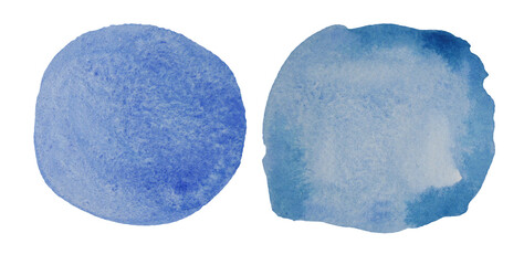 Blue, ultramarine round shape watercolor stains. Watercolor. Smooth transition of wet paint. collection Watercolor texture element for cards, prints, for design, websites and decor