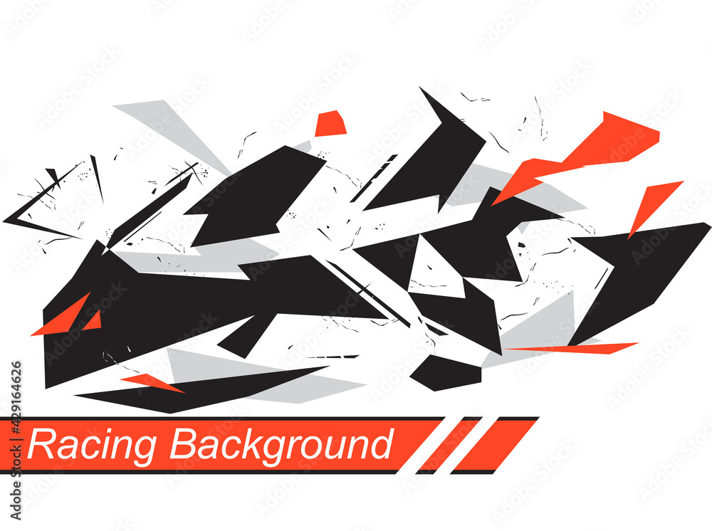 Poster geometric pattern from colored shapes isolated on white background. abstract camo. racing background