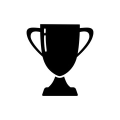 Trophy cup silhouette icon. Symbol of victory. Hand drawn simple illustration. Black isolated vector pictogram on white background