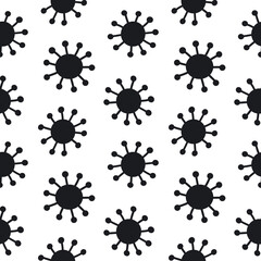 abstract quirky virus shapes black and white seamless pattern, endless repeatable texture