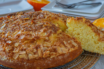 fresh baked orange almond cake