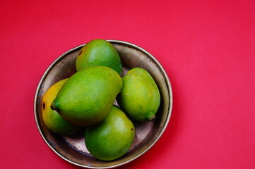 Green mango , fruit ,Green mango on plain background .