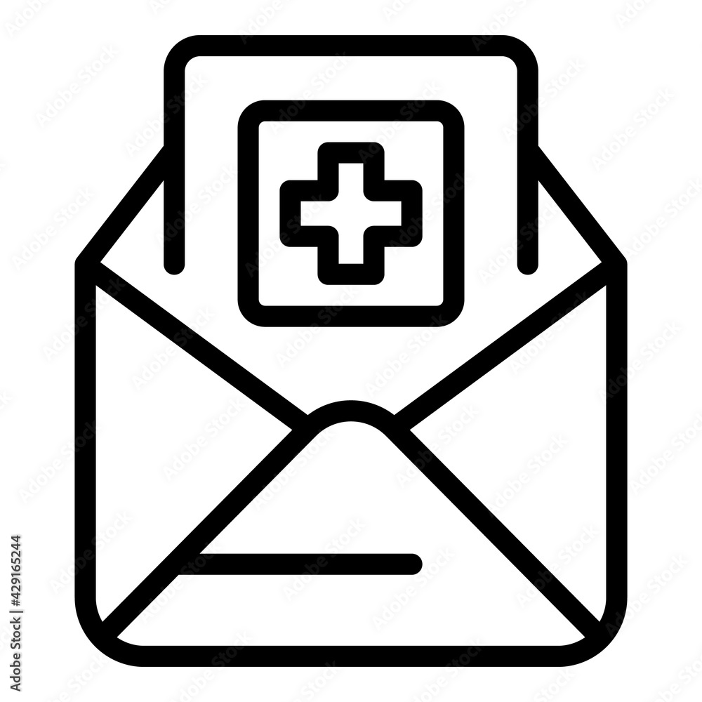 Poster envelope test positive icon. outline envelope test positive vector icon for web design isolated on w