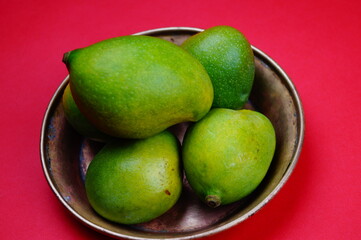 Green mango , fruit ,Green mango on plain background .