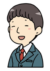 のほほんとした笑顔の男子学生のバストアップ