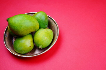 Green mango , fruit ,Green mango on plain background .