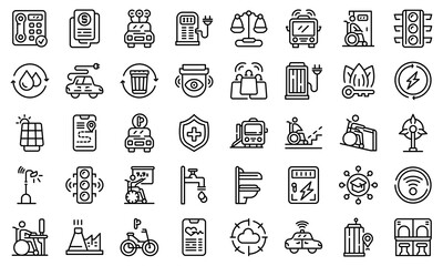Accessible environment icons set. Outline set of Accessible environment vector icons for web design isolated on white background