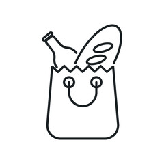 Groceries icon. Full basket of food, special offer