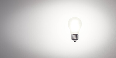 lit light bulb on bright background 3d render illustration