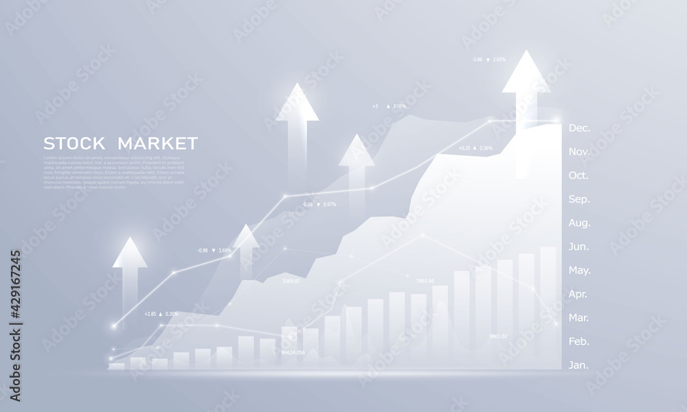 Wall mural stock market, economic graph with diagrams, business and financial concepts and reports, abstract te