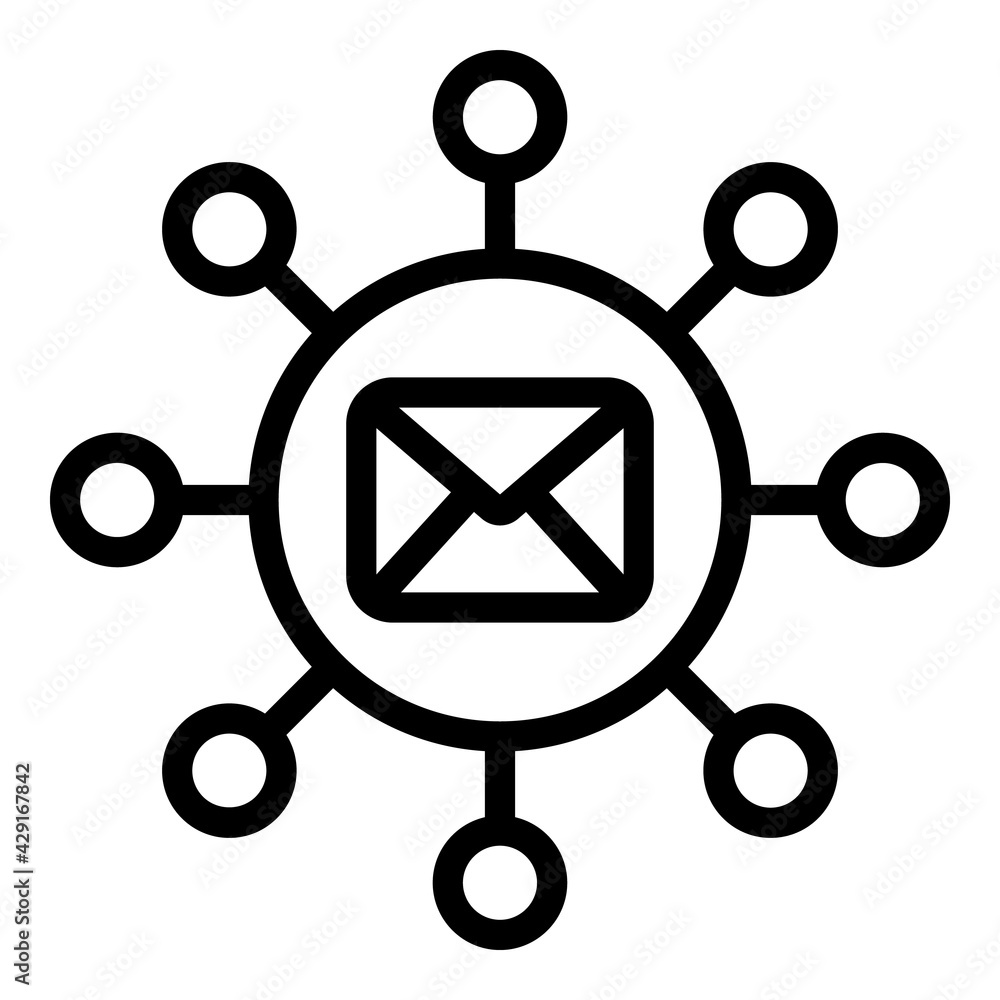 Poster email communication icon. outline email communication vector icon for web design isolated on white b