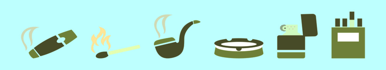 set of smoke cartoon icon design template with various models. vector illustration isolated on blue background