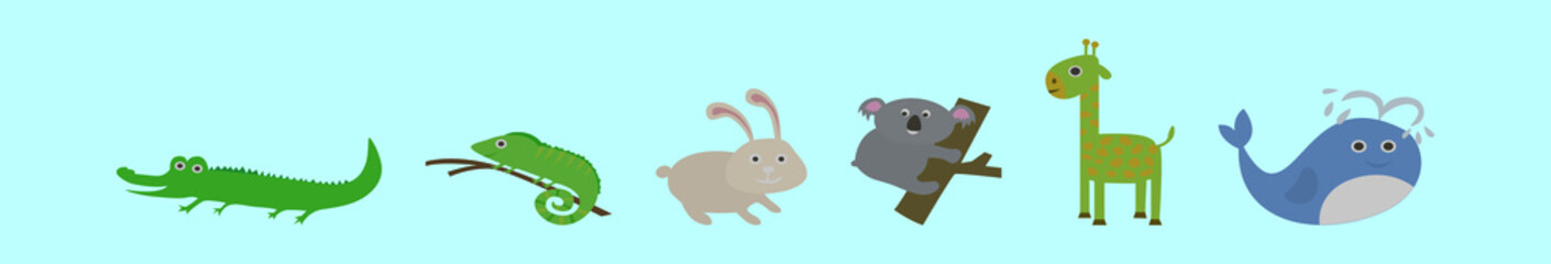 set of animals cartoon icon design template with various models. vector illustration isolated on blue background