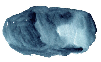 Deep blue watercolor stain with gradient. Watercolor cloud	