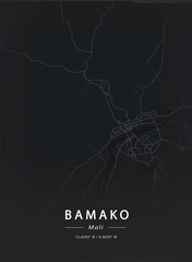 Map of Bamako, Mali - obrazy, fototapety, plakaty