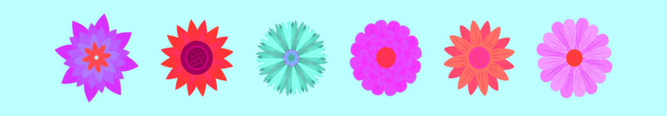 set of flowers cartoon icon design template with various models. vector illustration isolated on blue background