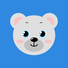 cute white polar bear cartoon illustration on a blue background can be used for decorating children room as a print or sticker