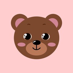 cute bear cartoon illustration on a pink background can be used for decorating children room as a print or sticker