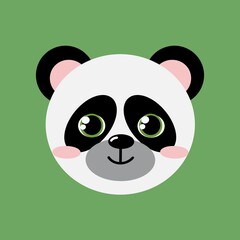 cute panda cartoon illustration on a green background can be used for decorating children room as a print or sticker
