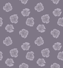 Japanese Hibiscus Flower Vector Seamless Pattern
