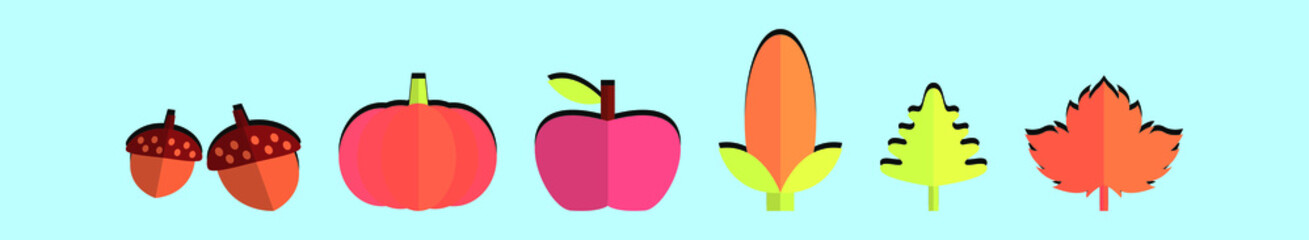 set of thanksgiving cartoon icon design template with various models. vector illustration isolated on blue background