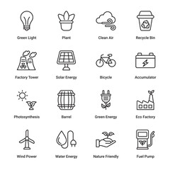 Ecology and Environmentalism Outline Icons - Stroked, Vectors