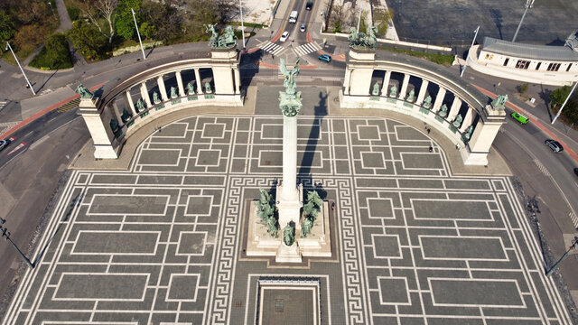 hero square, budapest,  seen from above