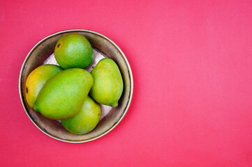 Green mango , fruit ,Green mango on plain background .