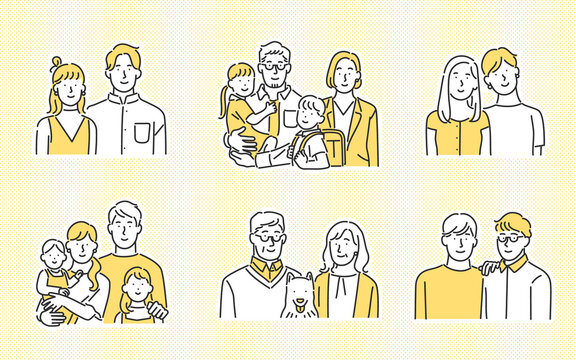 さまざまな家族の形のイメージイラスト素材