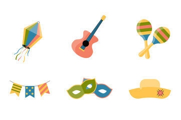 Party icon set for festa junina festival. Vector illustration