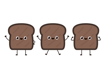 Black bread character design. Black bread vector. Black bread on white background.