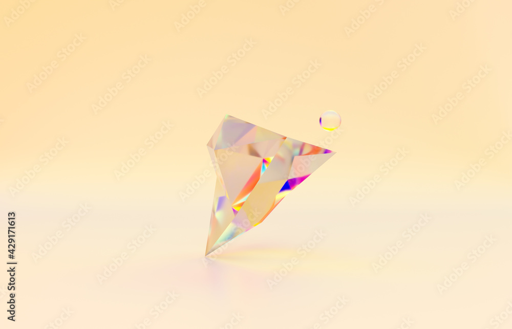 Aufkleber beauty fashion podium backdrop for product display with abstract iridescent gem stone. 3d rendering.
