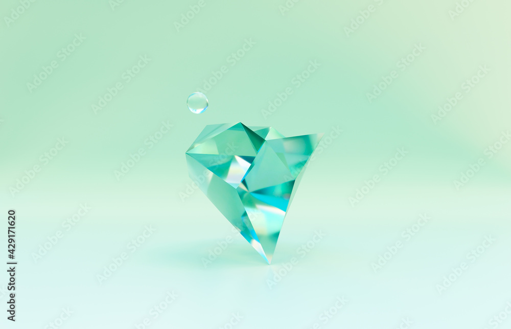 Aufkleber beauty fashion podium backdrop for product display with abstract iridescent gem stone. 3d rendering.