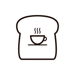 Bread logo design. Coffee cup symbol in bread vector. Coffee and bakery logo design.
