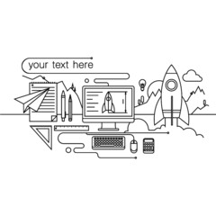 Obraz premium rocket development computer