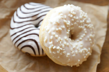 Donuts with different glaze and fillings