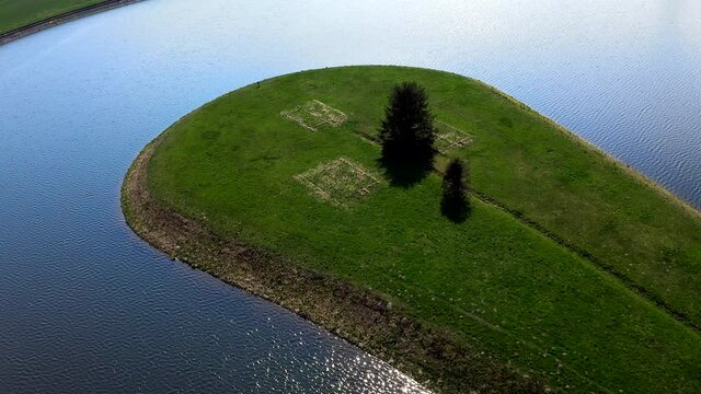 Beautiful Aerial View of Tree on Island