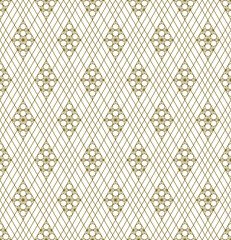 Seamless traditional Japanese ornament Kumiko.Golden color lines.