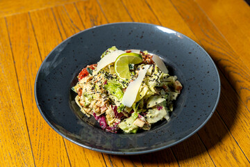 Caesar salad served on a plate