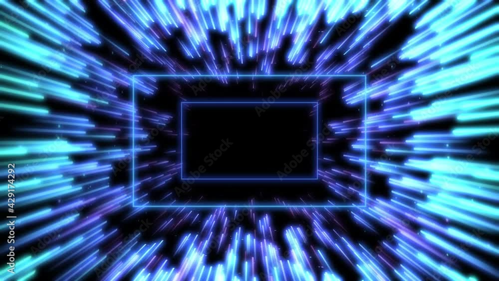 Aufkleber abstract quadrangle blue background. glow gradient green particles form lines, surfaces, string stru
