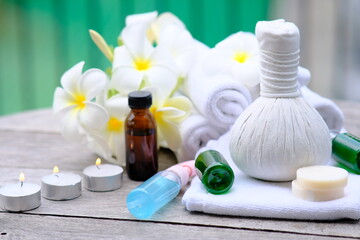 spa still life with oils and orchid